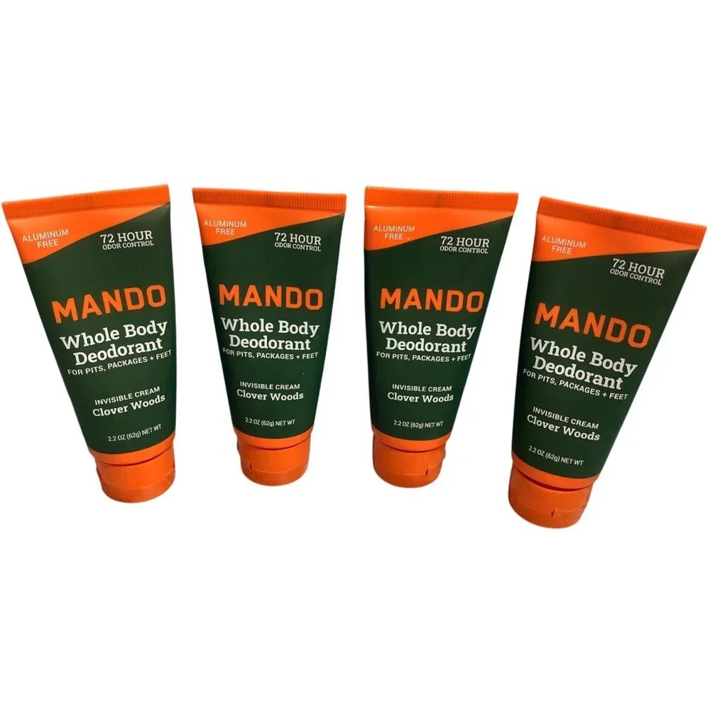 4 Mando Whole Body Deodorant Clover Woods Scent 2.25 Oz For Pits & Feet